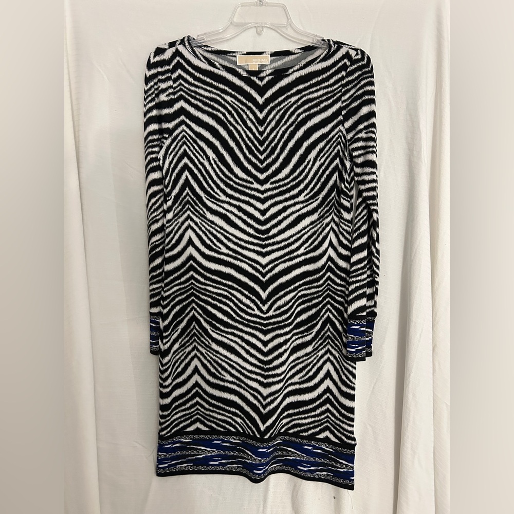 Michael Michael Kors Zebra Print Long Sleeve Dress – Size Small